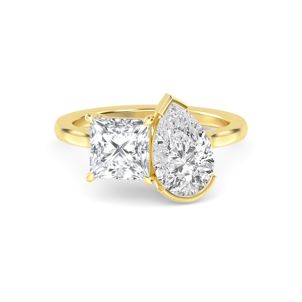 14K Yellow Gold Diamond Toi Et Moi Rings