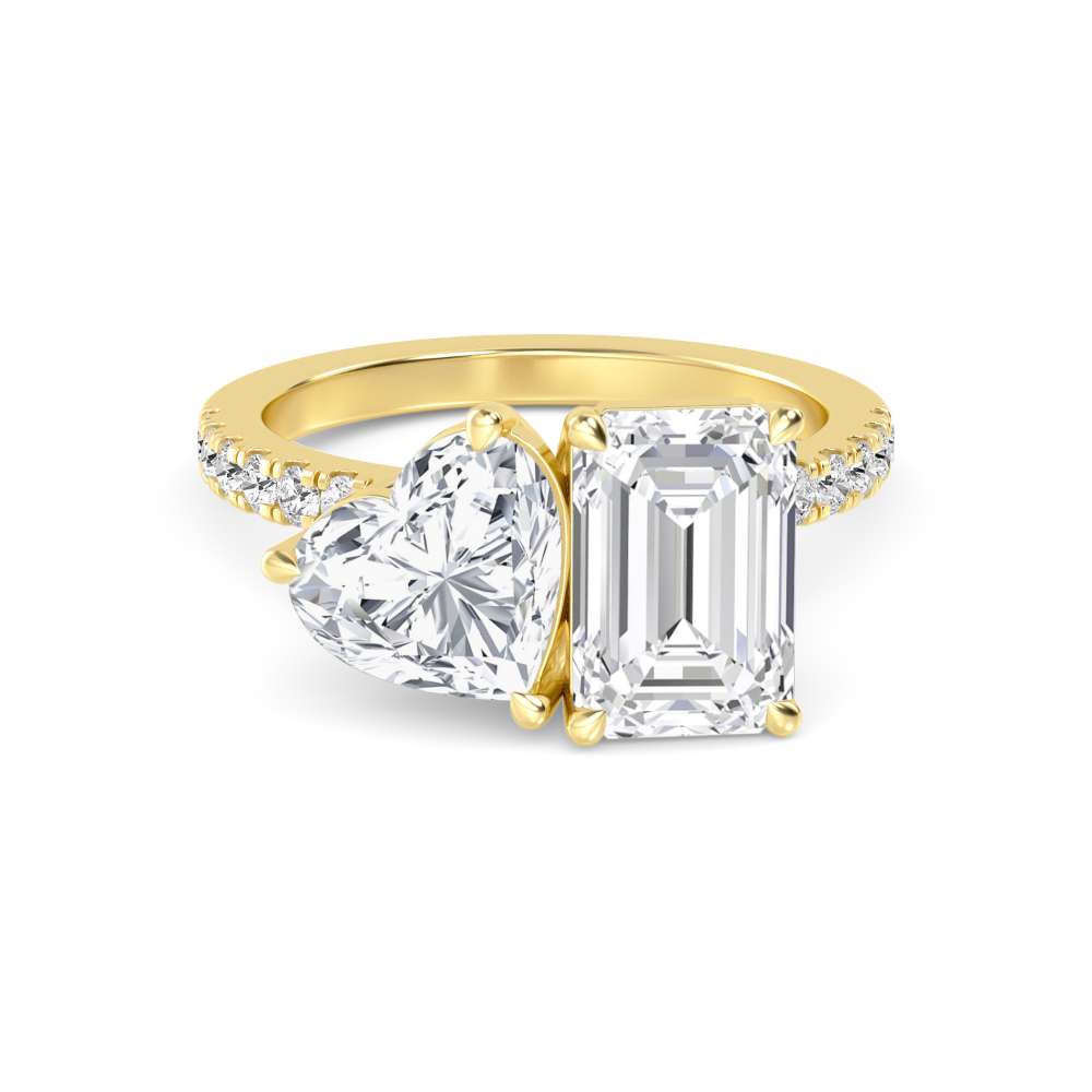 14K Yellow Gold Diamond Toi Et Moi Rings