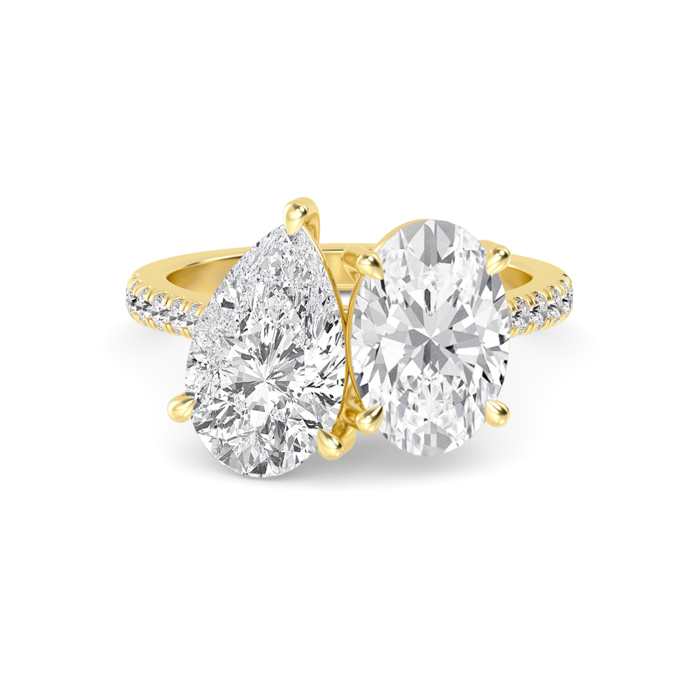 14K Yellow Gold Diamond Toi Et Moi Rings
