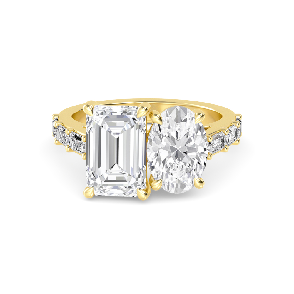 14K Yellow Gold Diamond Toi Et Moi Rings