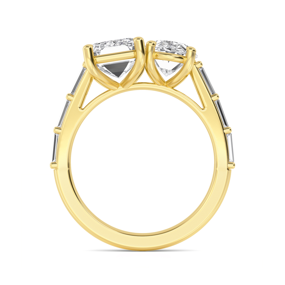 14K Yellow Gold Diamond Toi Et Moi Rings