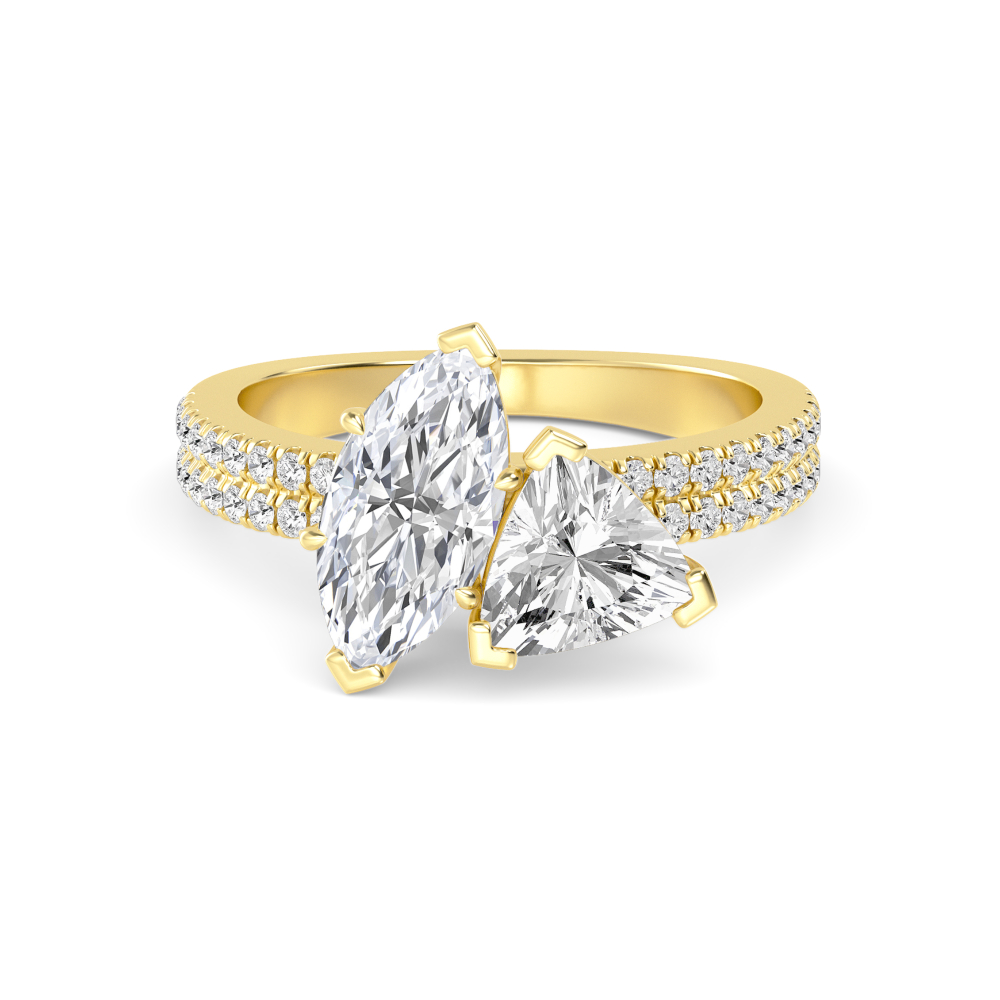 14K Yellow Gold Diamond Toi Et Moi Rings