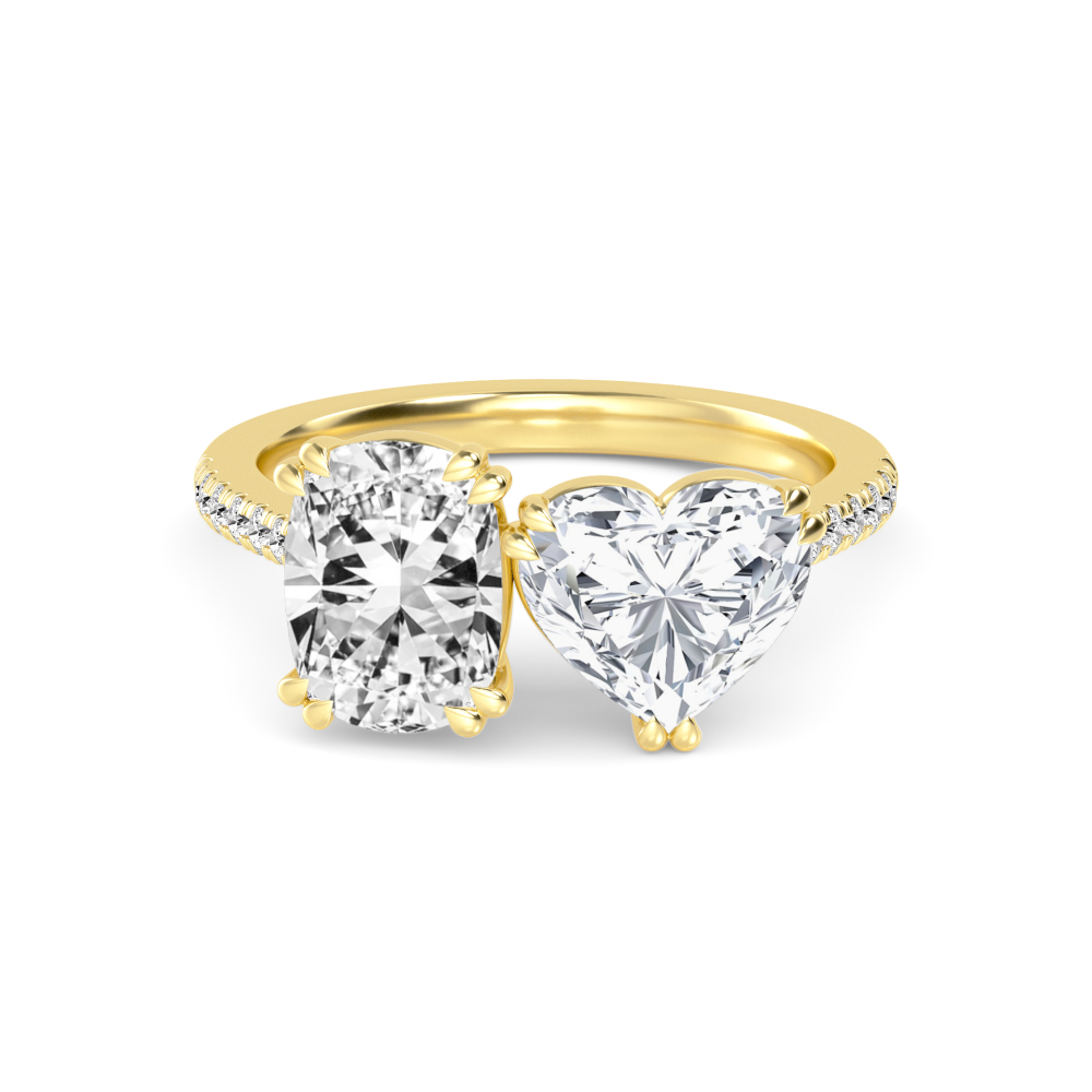 14K Yellow Gold Diamond Toi Et Moi Rings