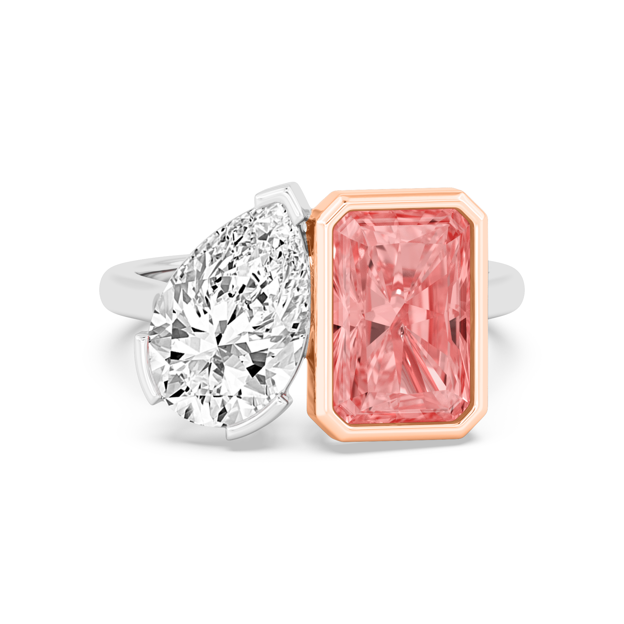 10K Rose & White Gold Diamond Engagement Ring