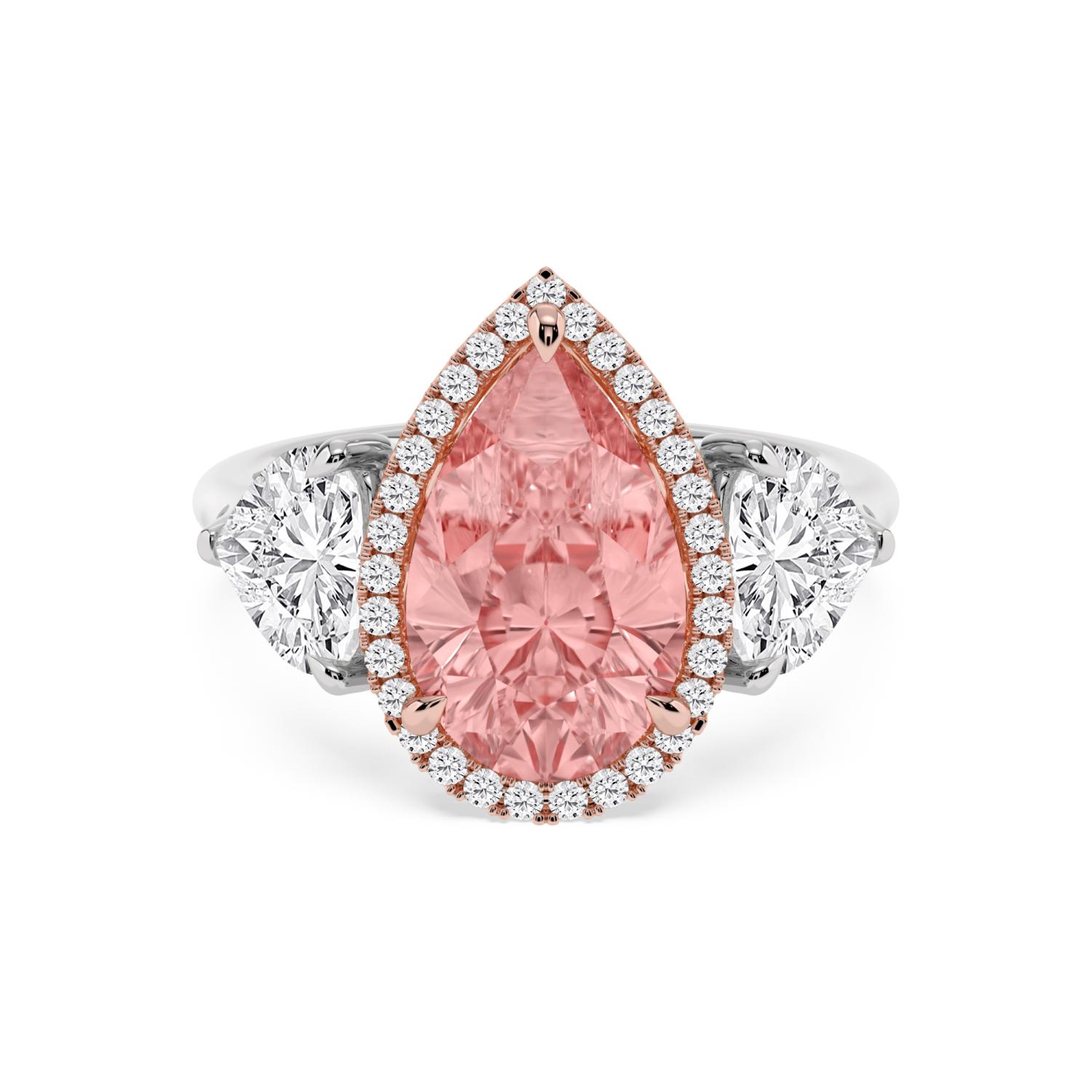 10K Rose & White Gold Diamond Engagement Rings _P